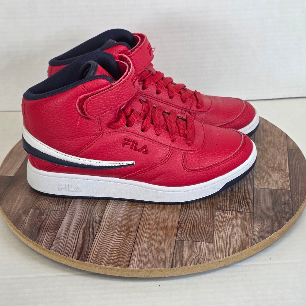 Fila A-High Sneakers Youth Size 4.5 Red White Blue High‎ Top Shoes 3CM00543-616